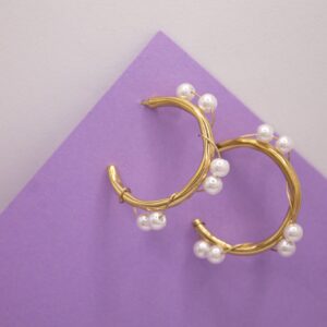 PENDIENTES ARO PERLAS ZIGZAG